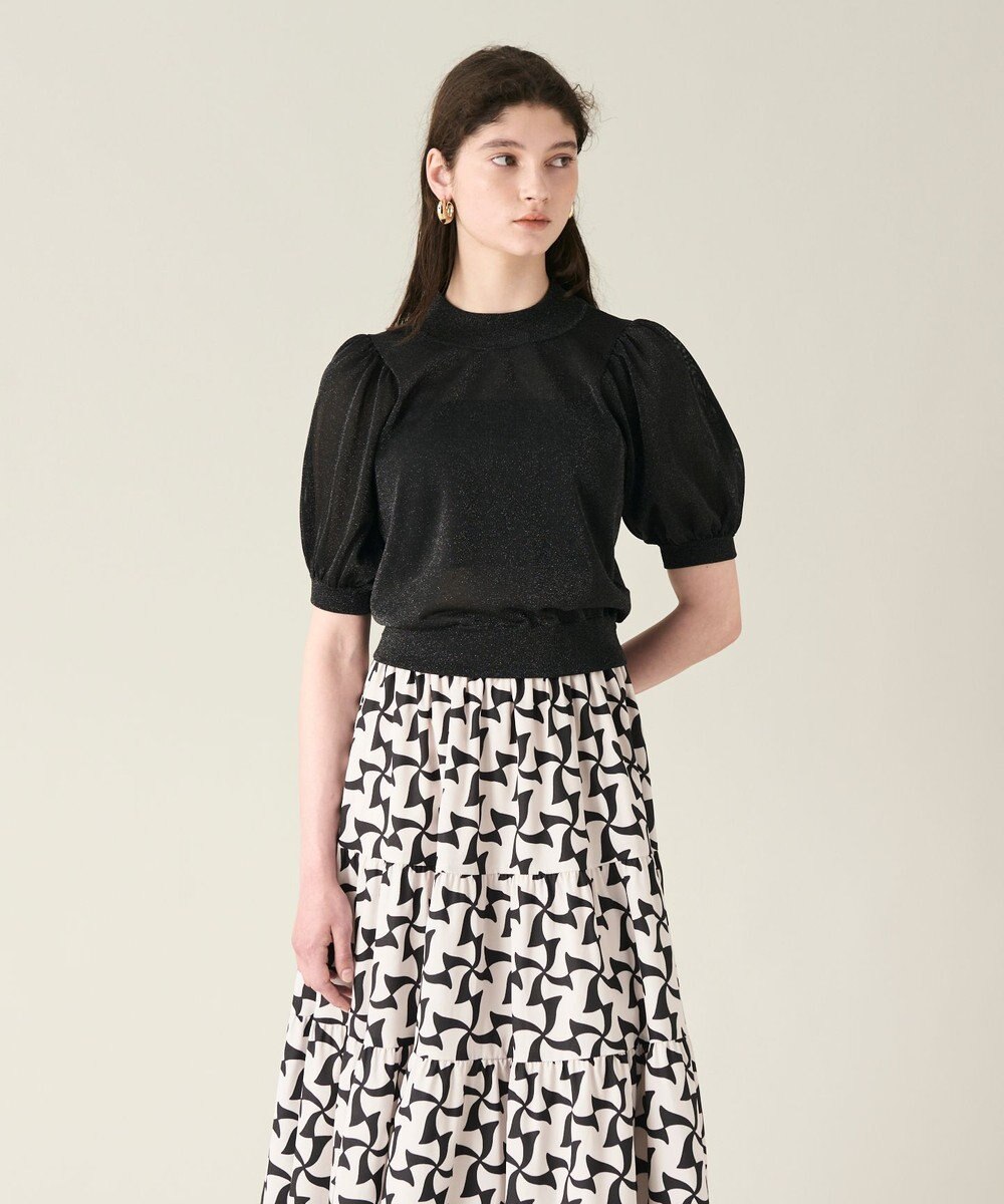 GRACE CONTINENTAL ラメシアーパフニットトップ 