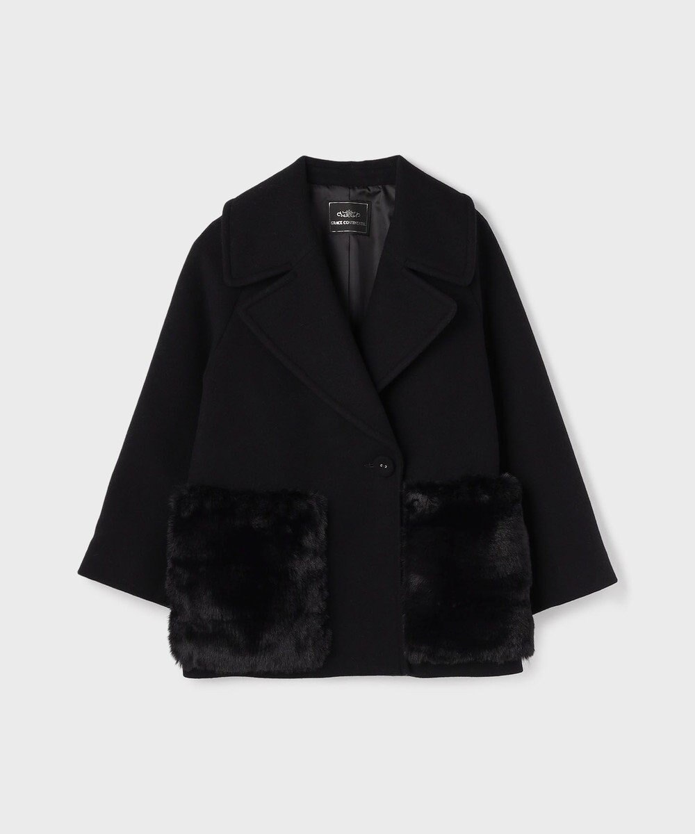 GRACE CONTINENTAL ファーポケットピーコート 