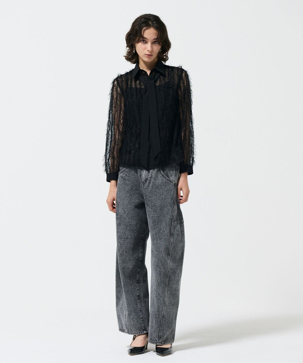 GRACE CONTINENTAL フリンジレースタイ付ブラウス