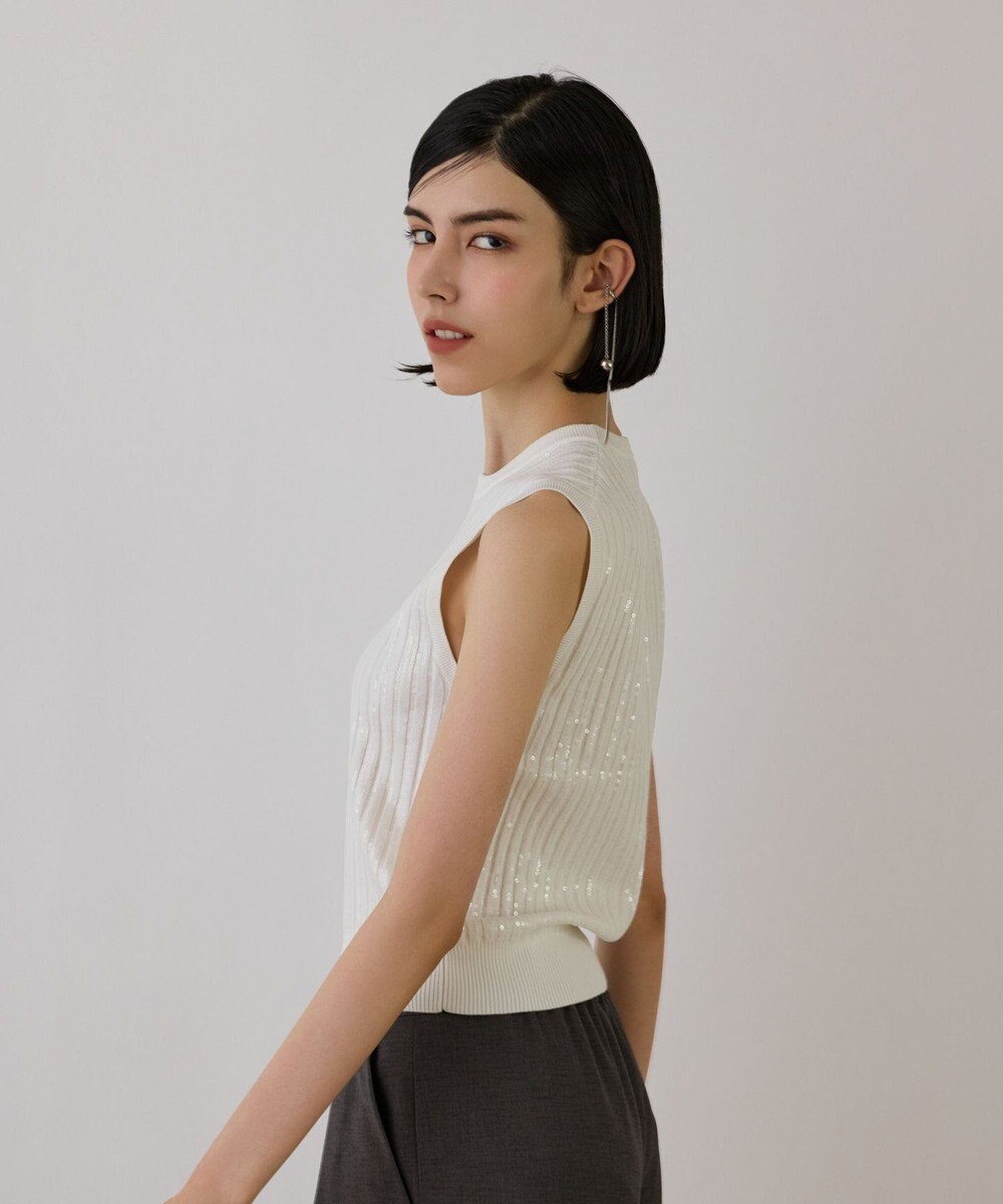 GRACE CONTINENTAL スパンコールニットノースリーブ