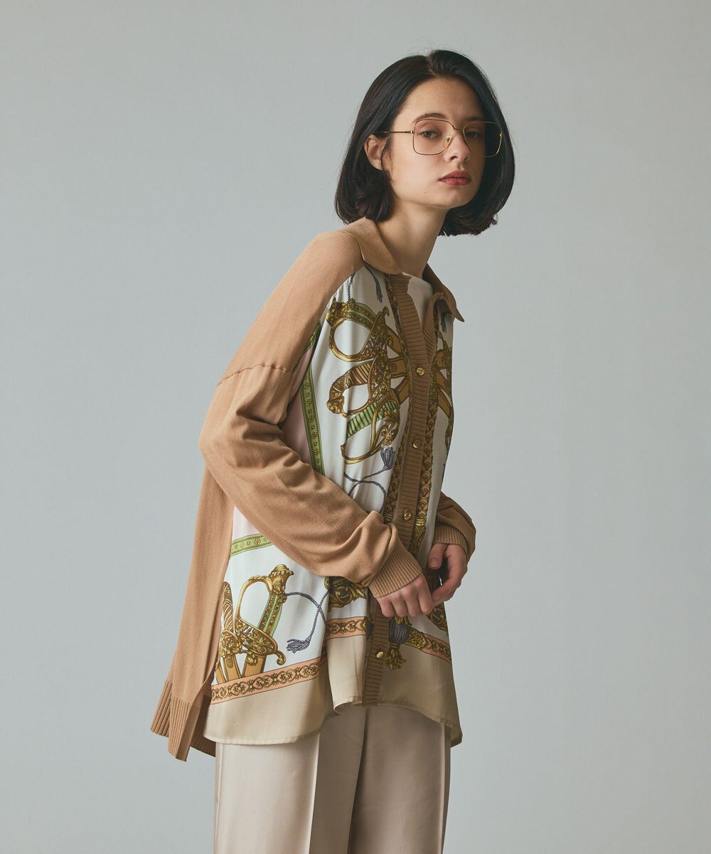 GRACE CONTINENTAL スカーフコンビカーディガン