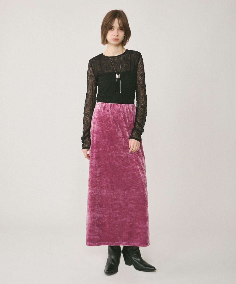 GRACE CONTINENTAL クラッシュベロアロングスカート 