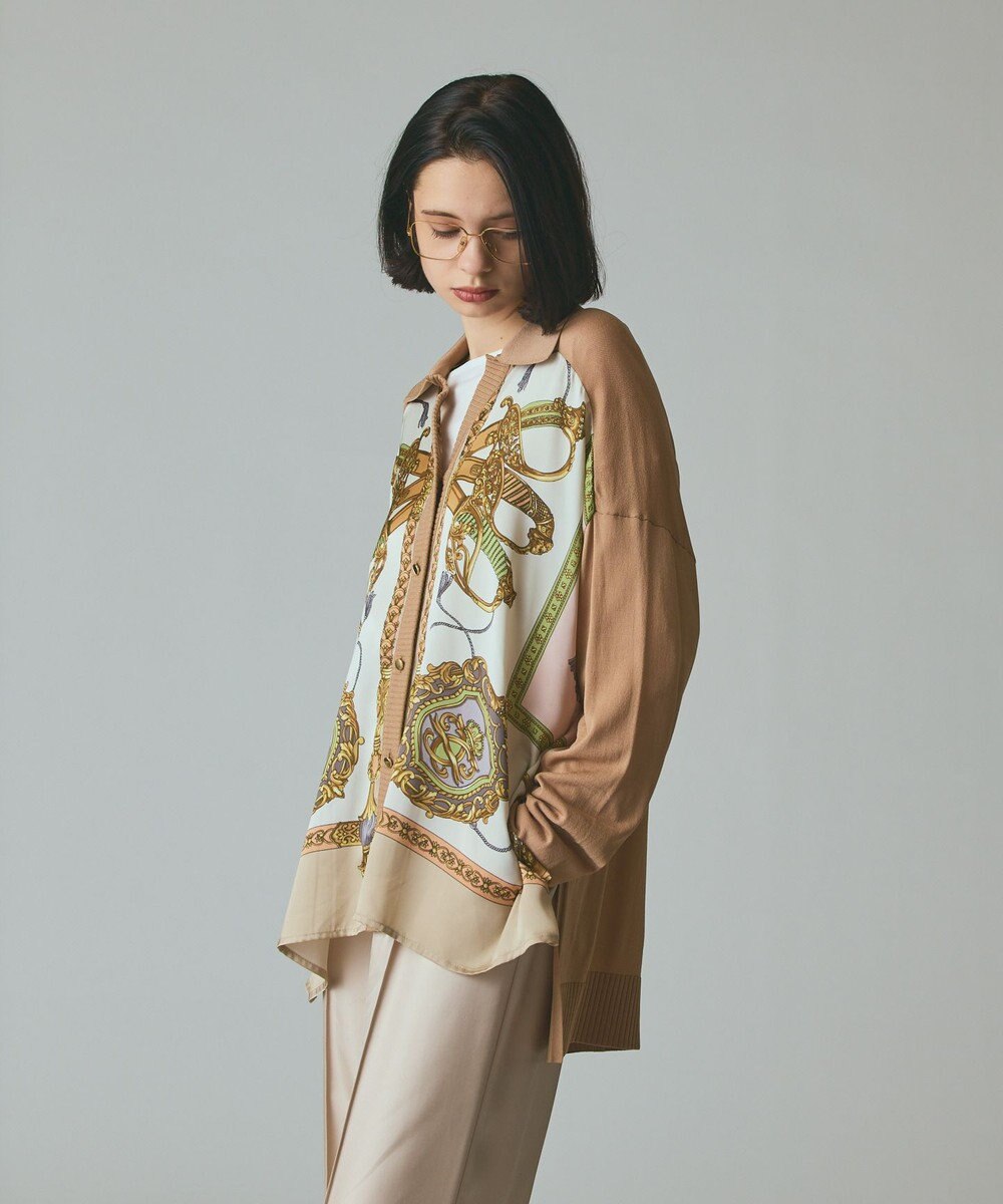 GRACE CONTINENTAL スカーフコンビカーディガン 