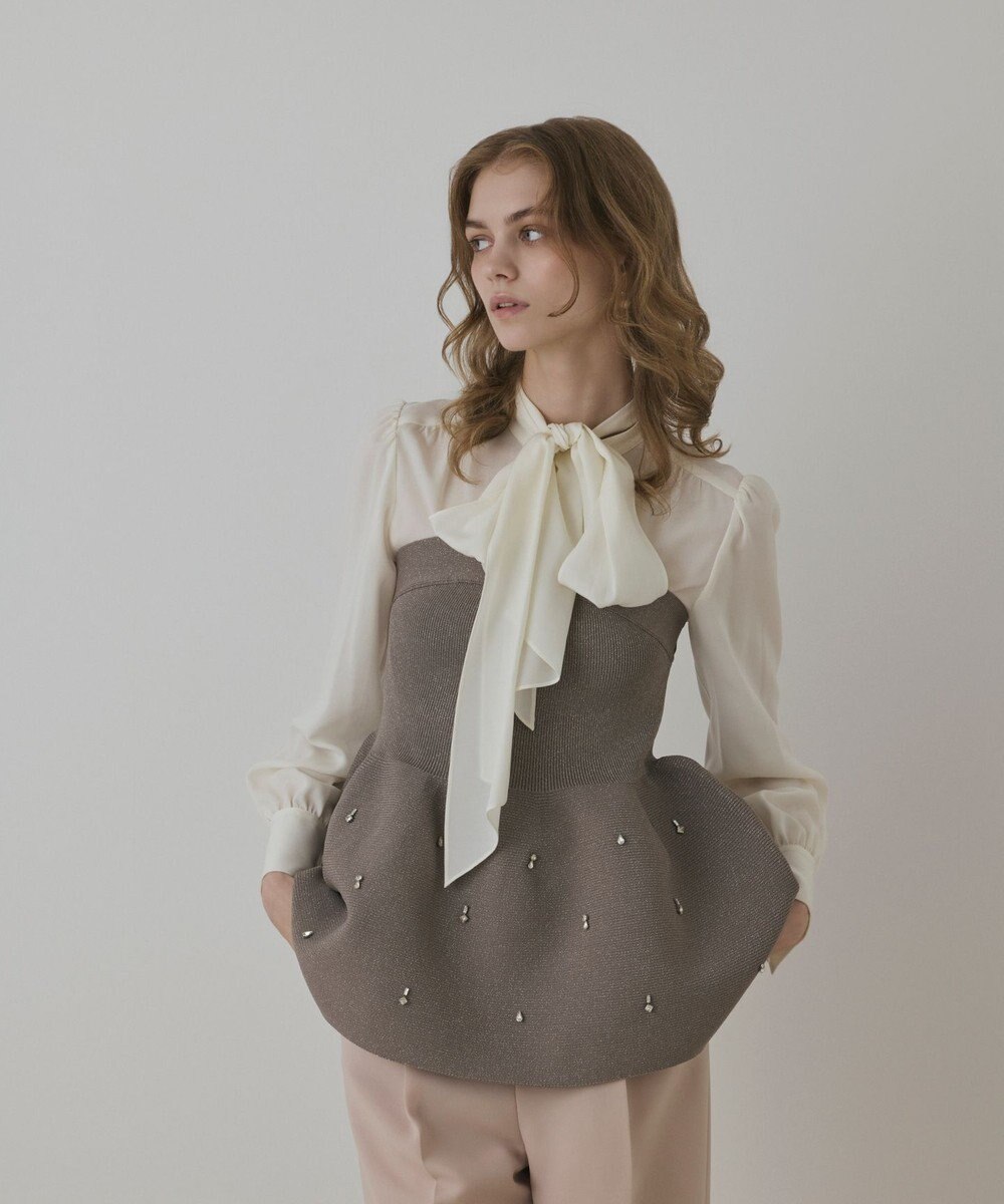 GRACE CONTINENTAL ペプラムベアニットトップ 