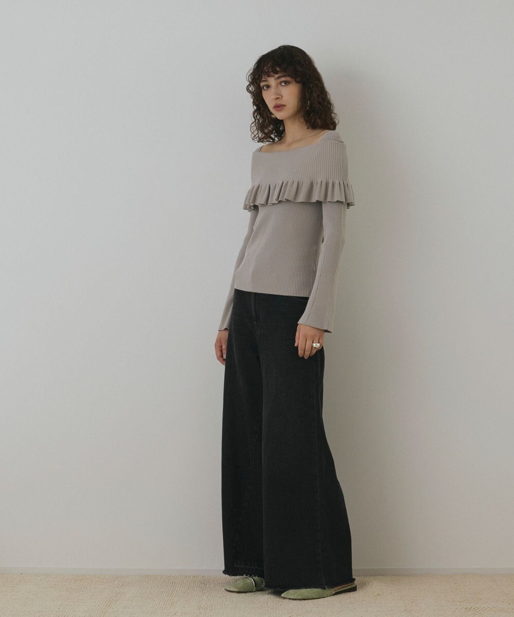 GRACE CONTINENTAL オフショルフリルニットトップ 