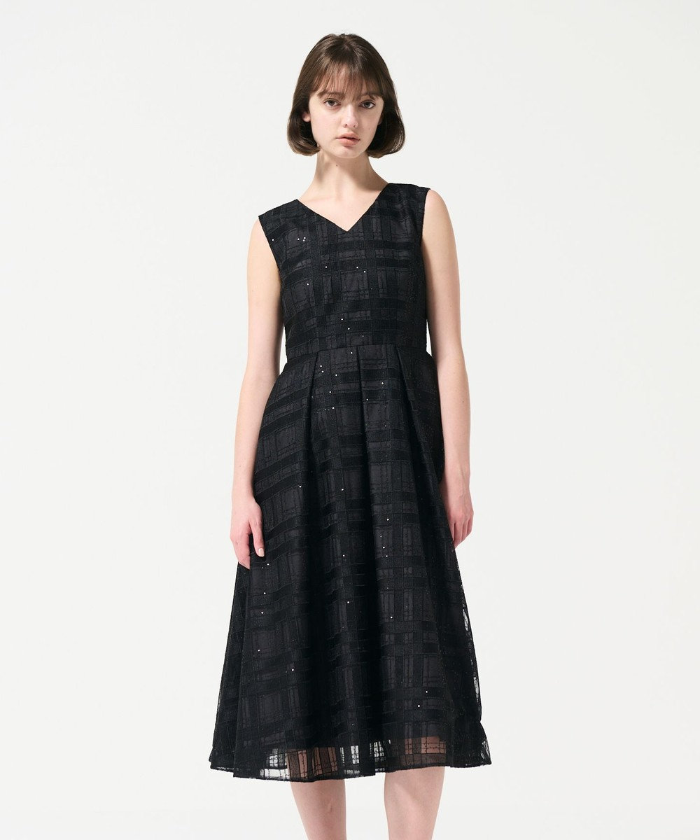 GRACE CONTINENTAL スパンコールチェックドレス