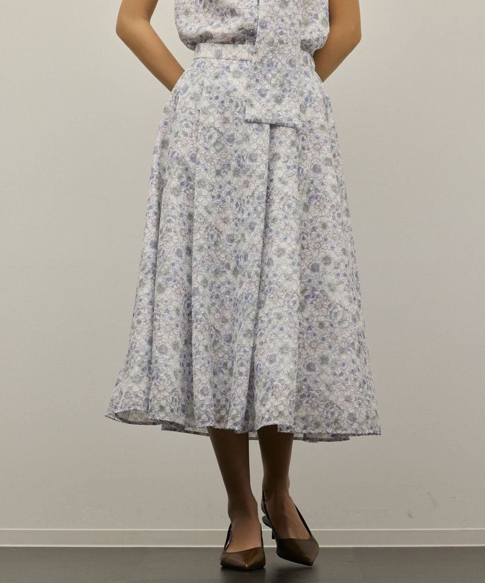 GRACE CONTINENTAL シアーフラワープリントジャガードフレアスカート 