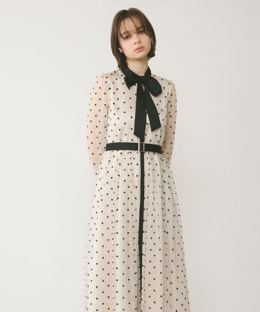 GRACE CONTINENTAL ビーズ刺繍ドットドレス