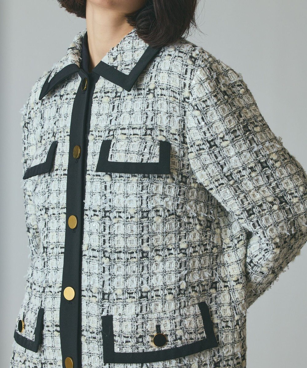 GRACE CONTINENTAL トリミングツイードショートコート 