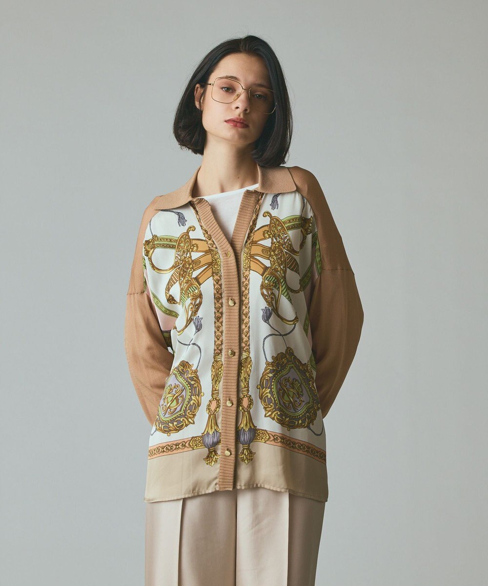 GRACE CONTINENTAL スカーフコンビカーディガン 