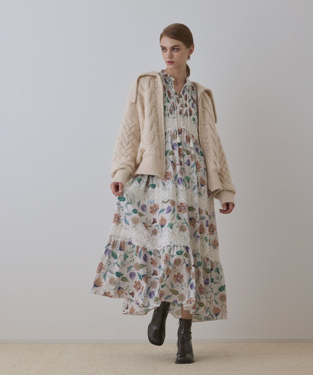 GRACE CONTINENTAL ヘアリーニットコクーンジャケット 