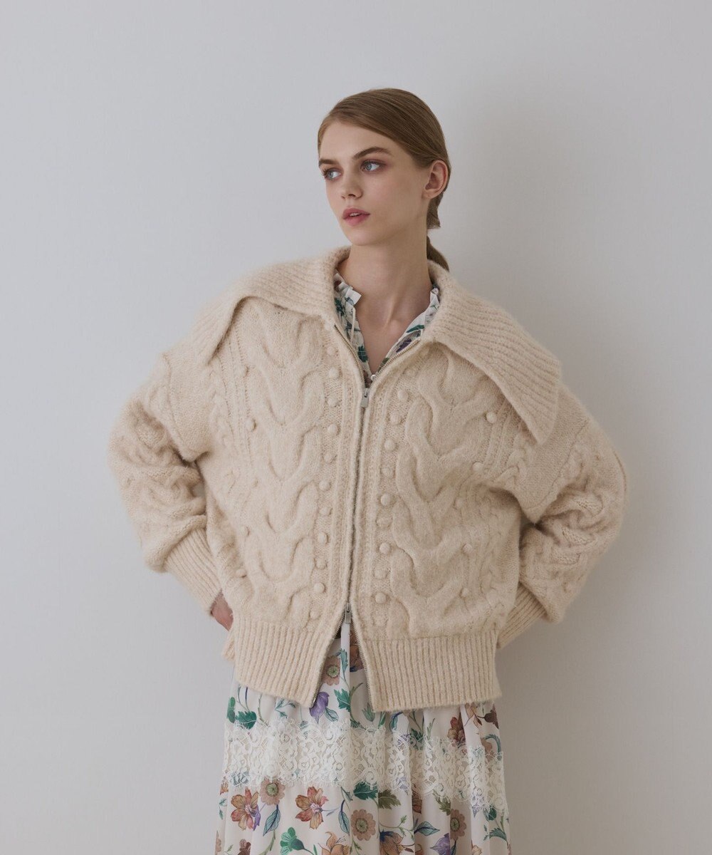 GRACE CONTINENTAL ヘアリーニットコクーンジャケット 