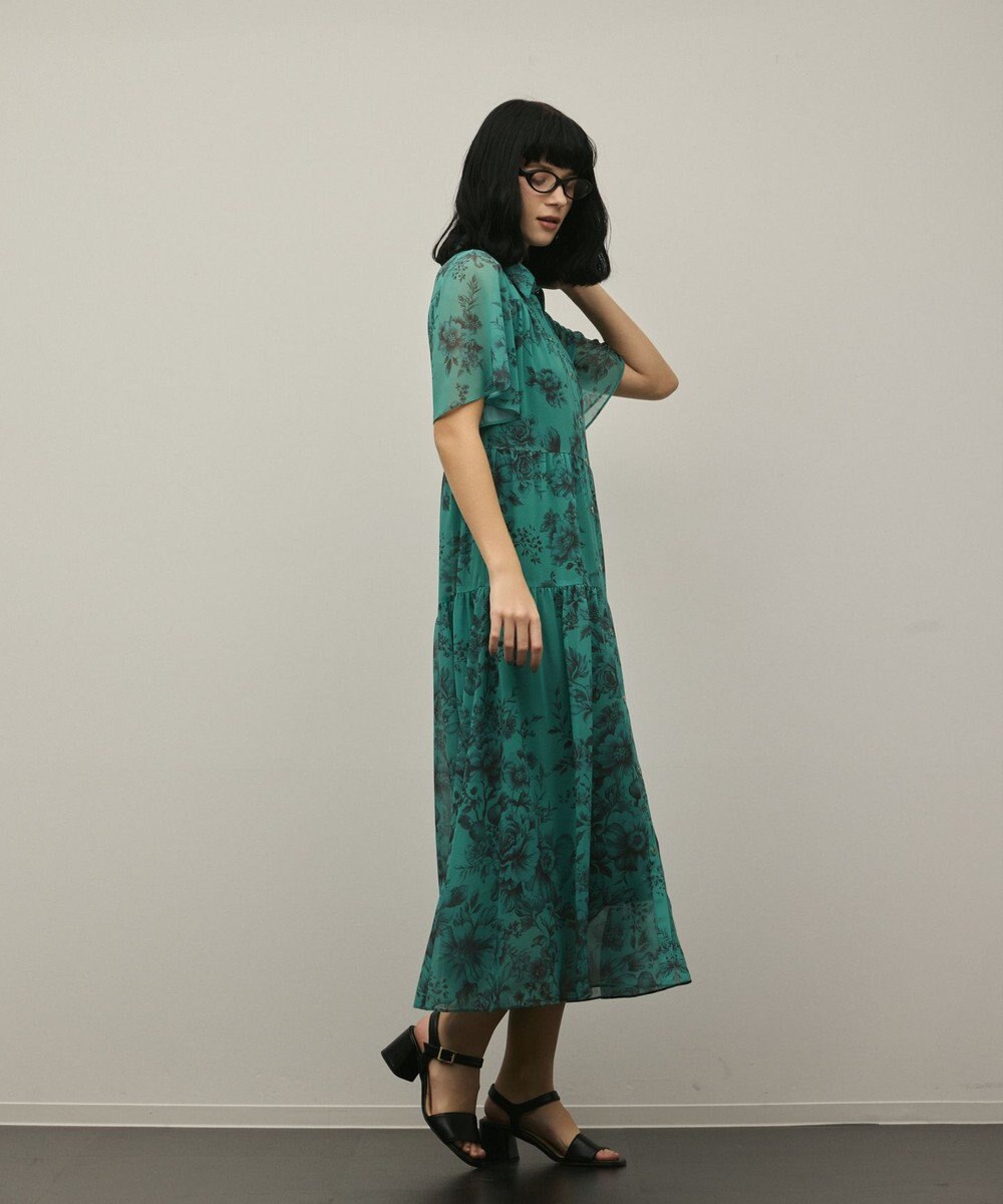 GRACE CONTINENTAL フラワープリントシャツフレアワンピース 