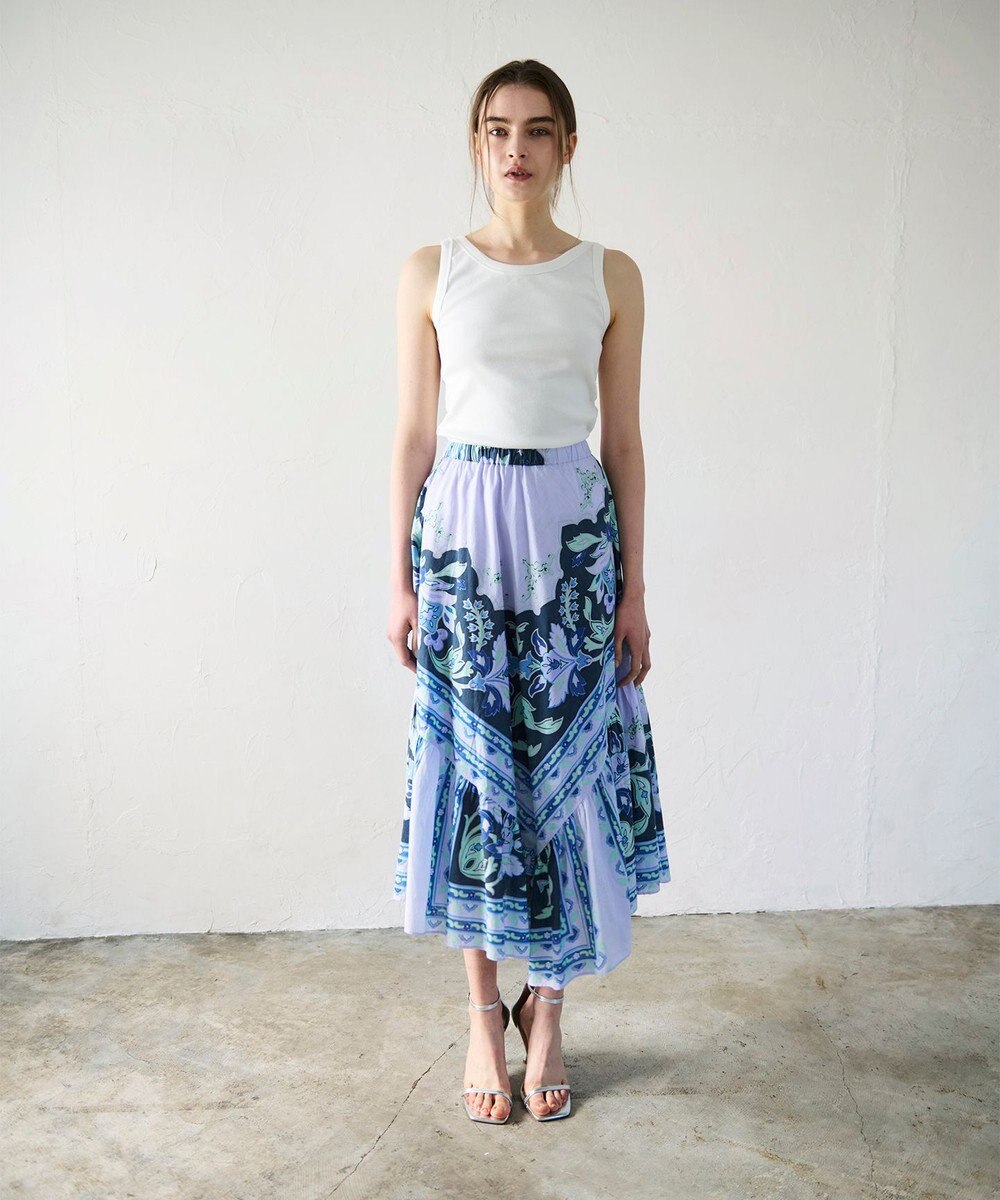 GRACE CONTINENTAL フレームプリントギャザースカート 