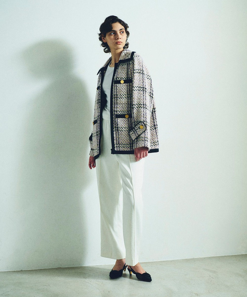 GRACE CONTINENTAL ツイードフーディーコート