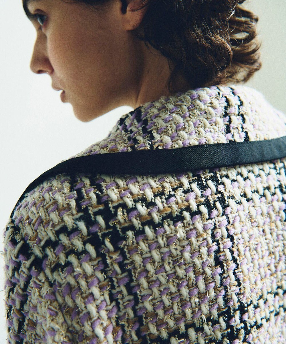 GRACE CONTINENTAL ツイードフーディーコート 