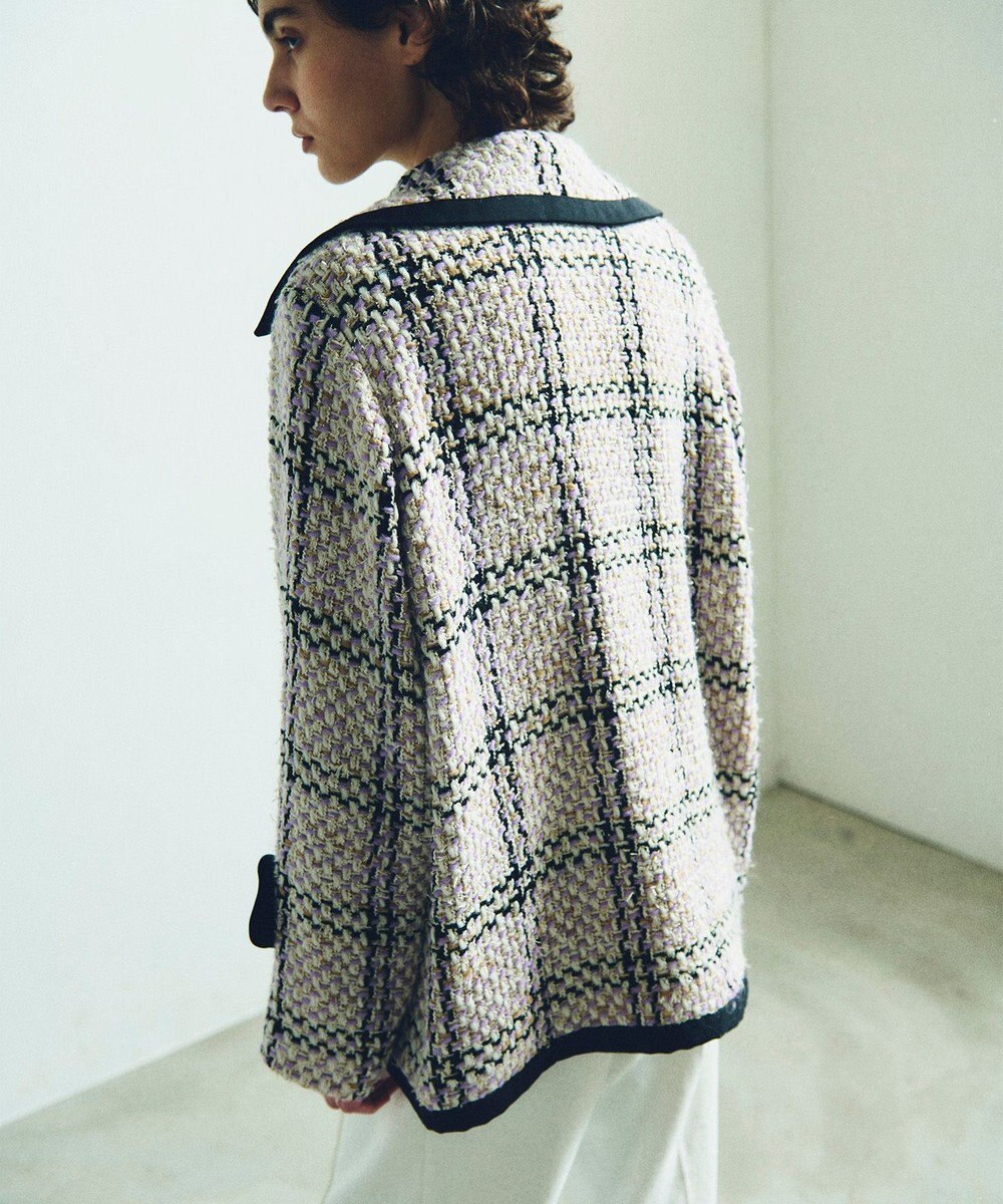 GRACE CONTINENTAL ツイードフーディーコート 