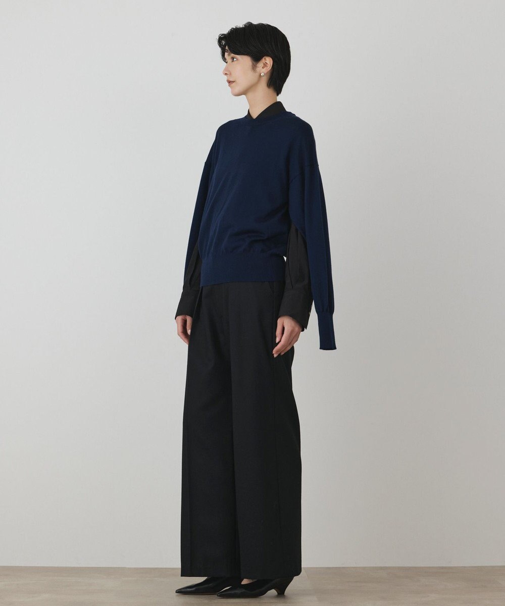 GRACE CONTINENTAL ウールタックワイドパンツ 