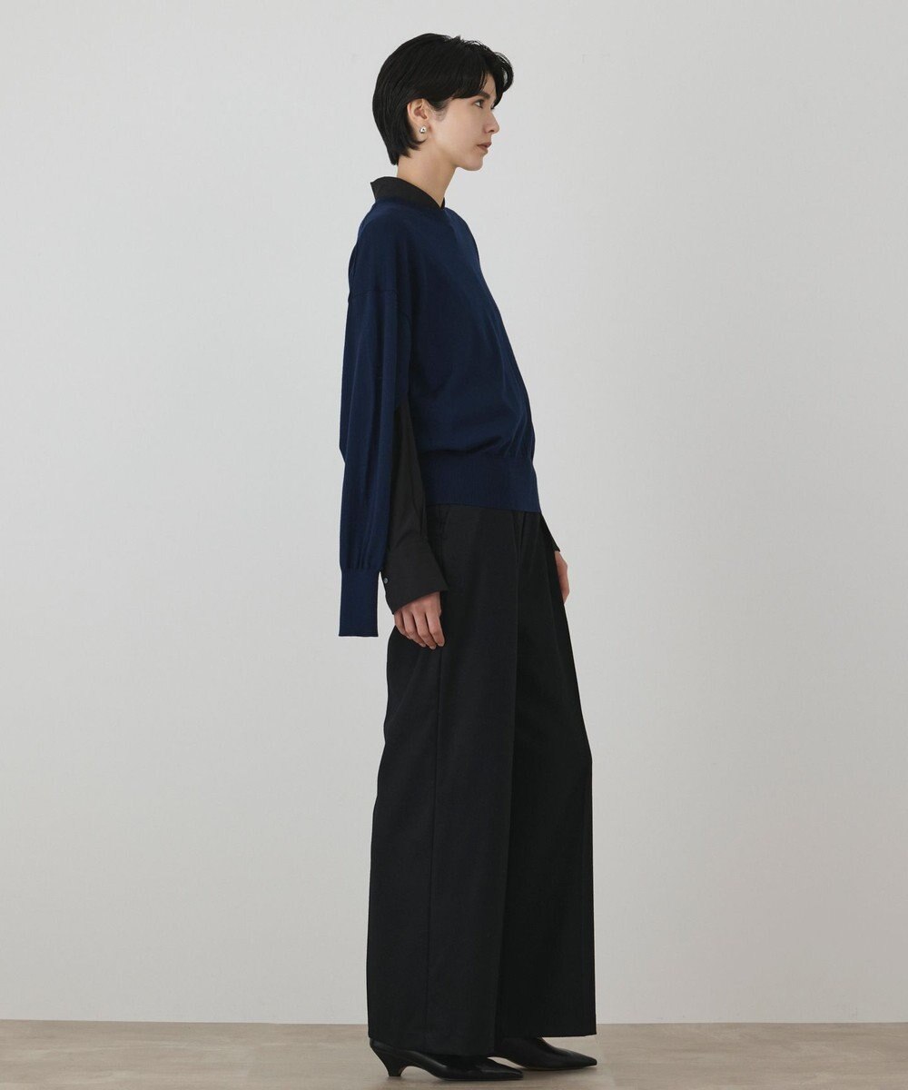 GRACE CONTINENTAL ウールタックワイドパンツ 