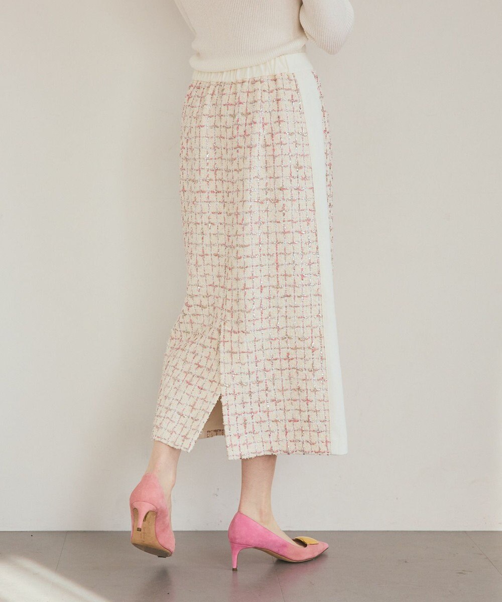 GRACE CONTINENTAL ツイードライン切替スカート 