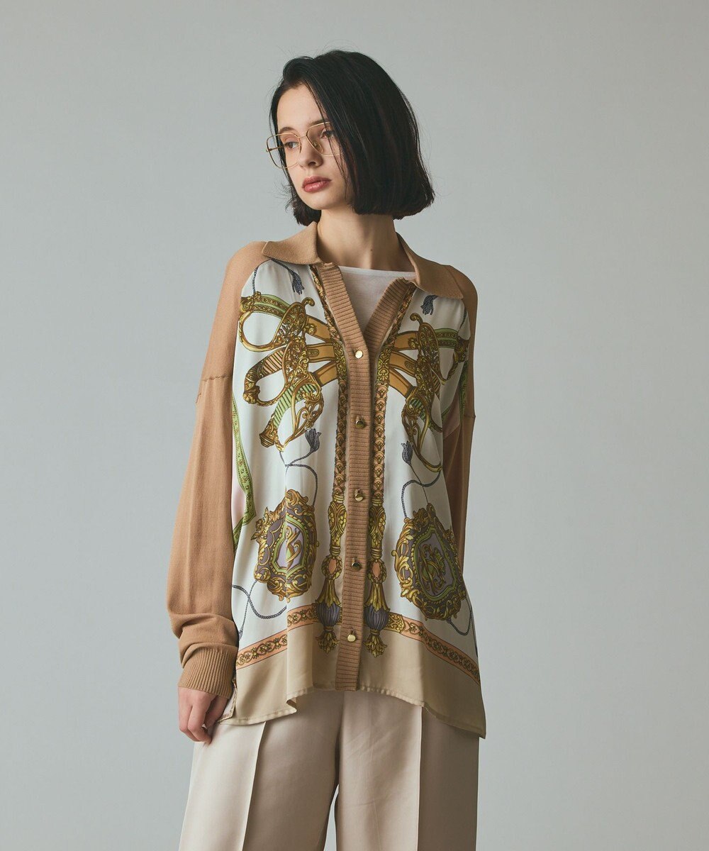 GRACE CONTINENTAL スカーフコンビカーディガン