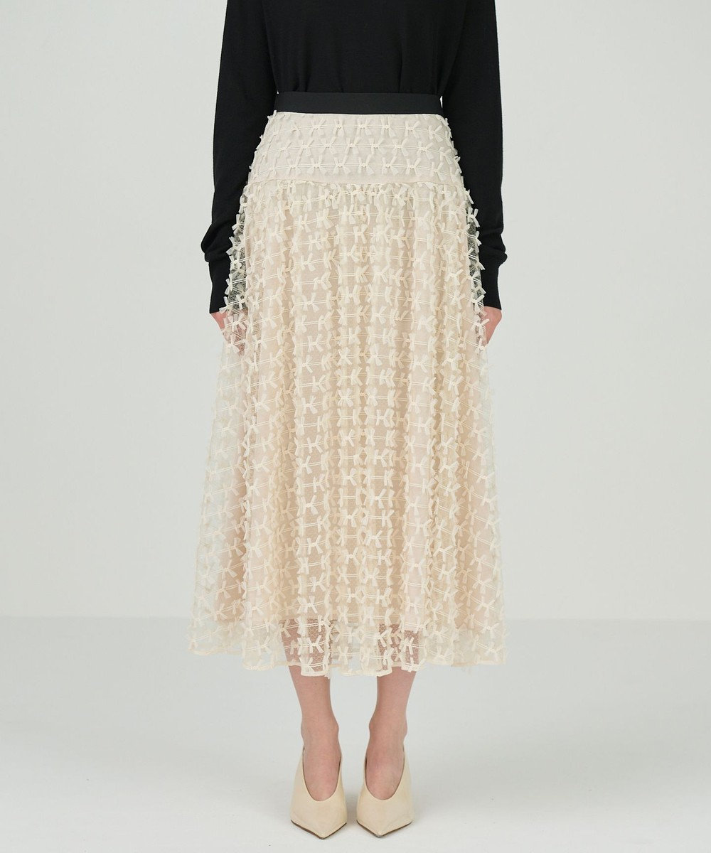 GRACE CONTINENTAL チュールリボン刺繍スカート