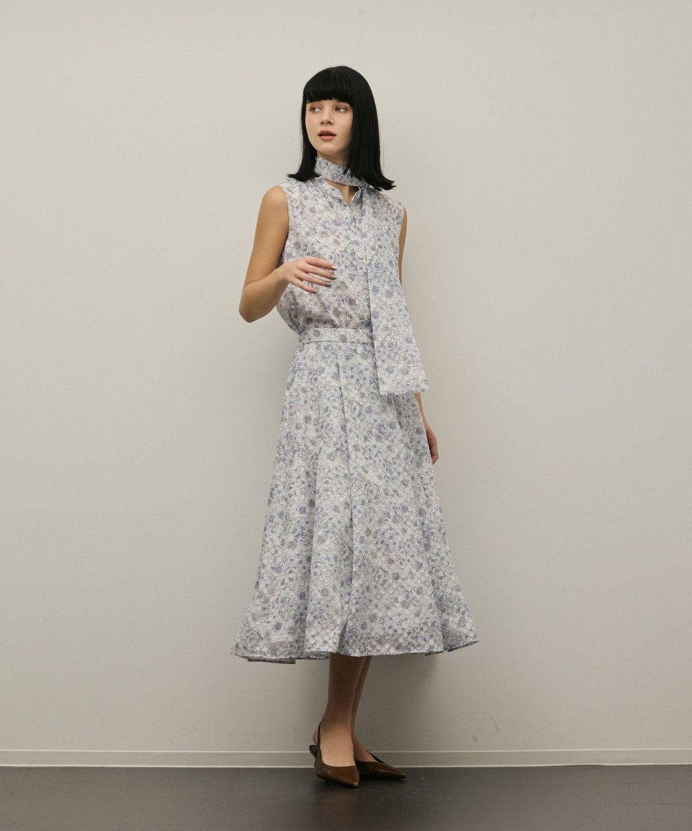 GRACE CONTINENTAL シアーフラワープリントジャガードフレアスカート 