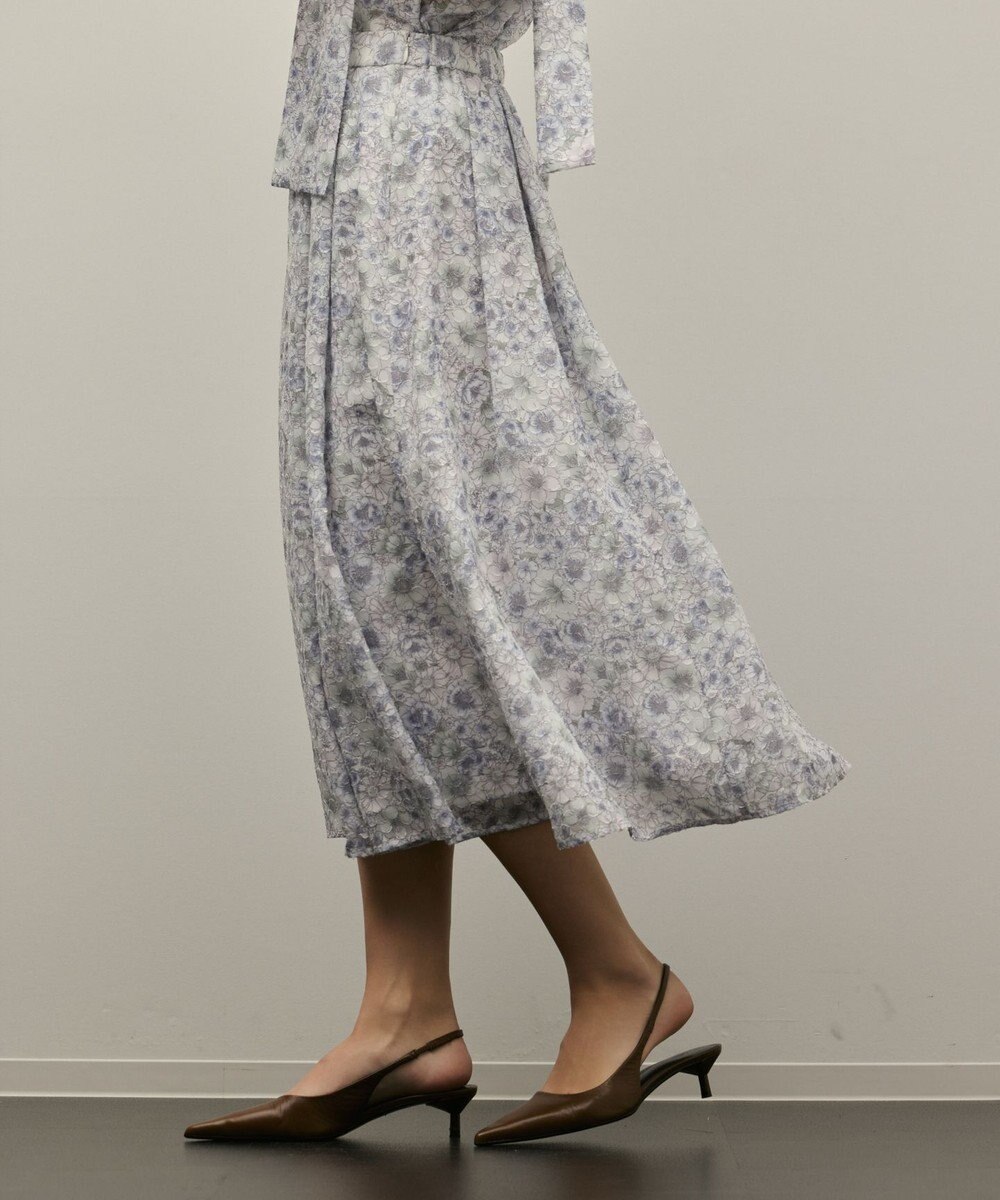 GRACE CONTINENTAL シアーフラワープリントジャガードフレアスカート 