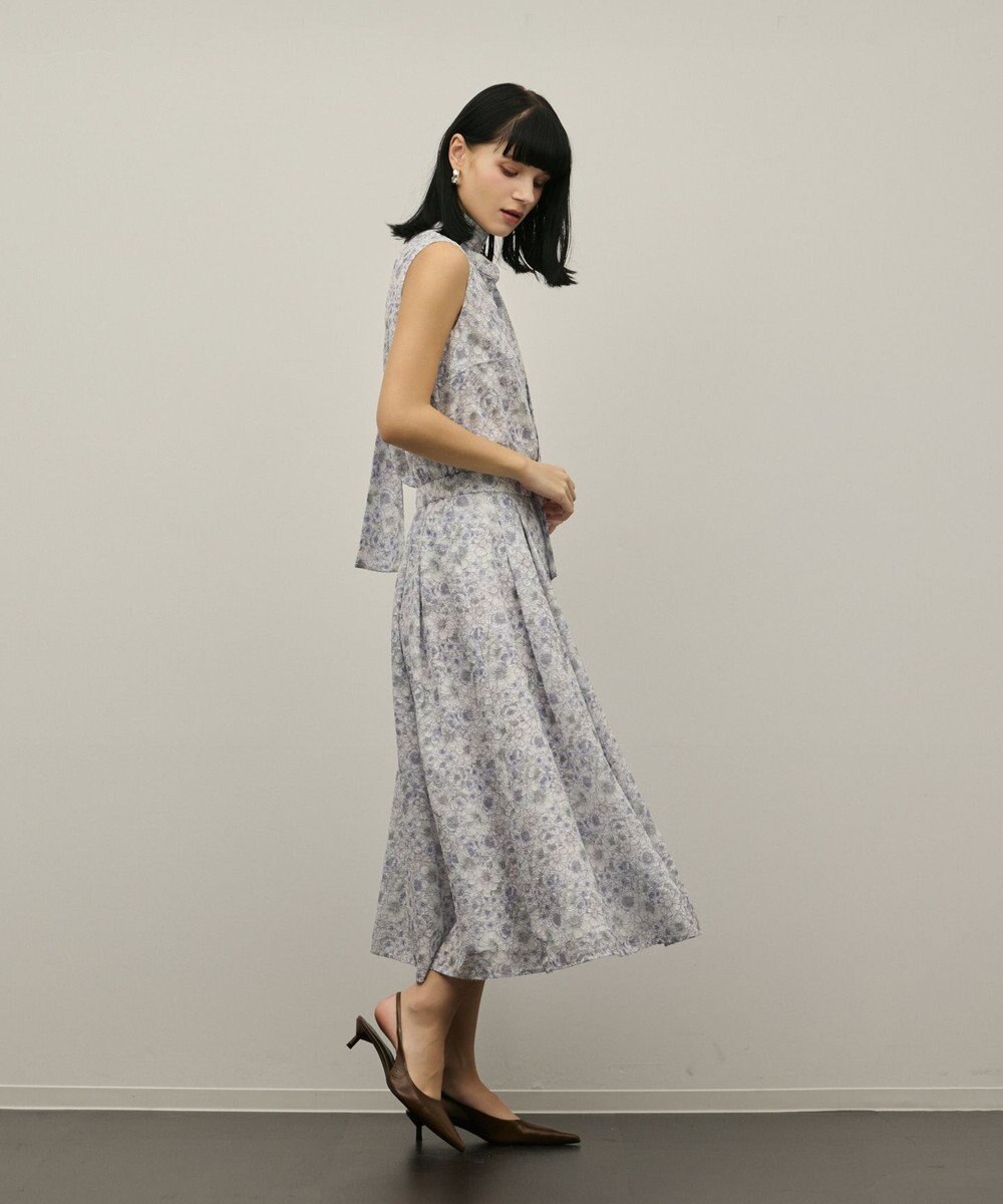 GRACE CONTINENTAL シアーフラワープリントジャガードフレアスカート 