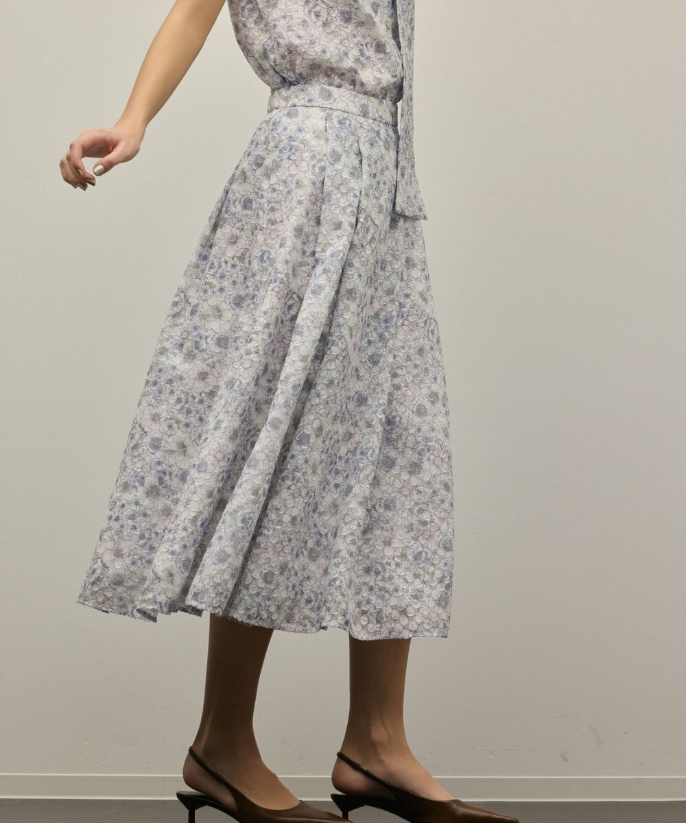 GRACE CONTINENTAL シアーフラワープリントジャガードフレアスカート 