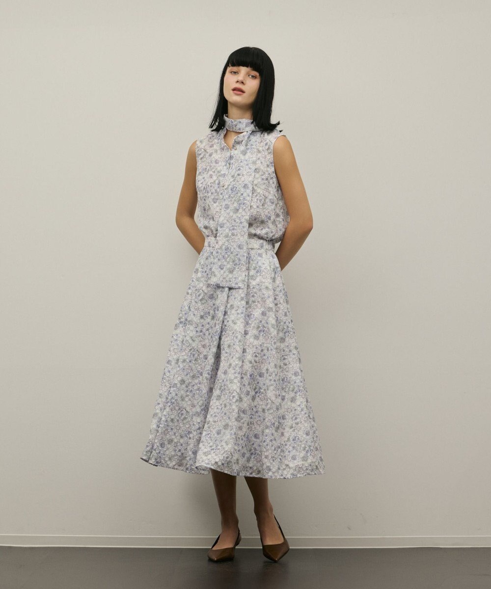 GRACE CONTINENTAL シアーフラワープリントジャガードフレアスカート 