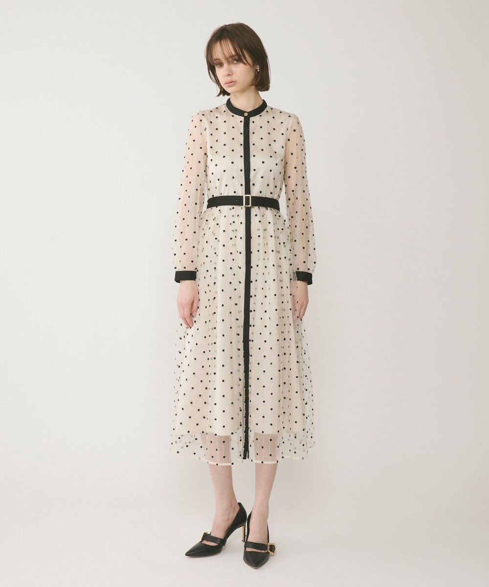 GRACE CONTINENTAL ビーズ刺繍ドットドレス 