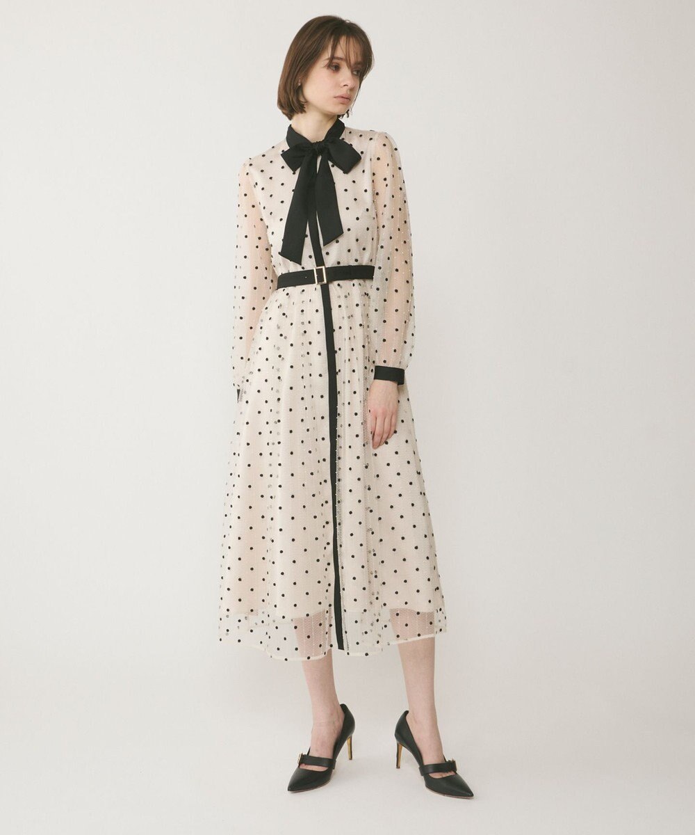 GRACE CONTINENTAL ビーズ刺繍ドットドレス