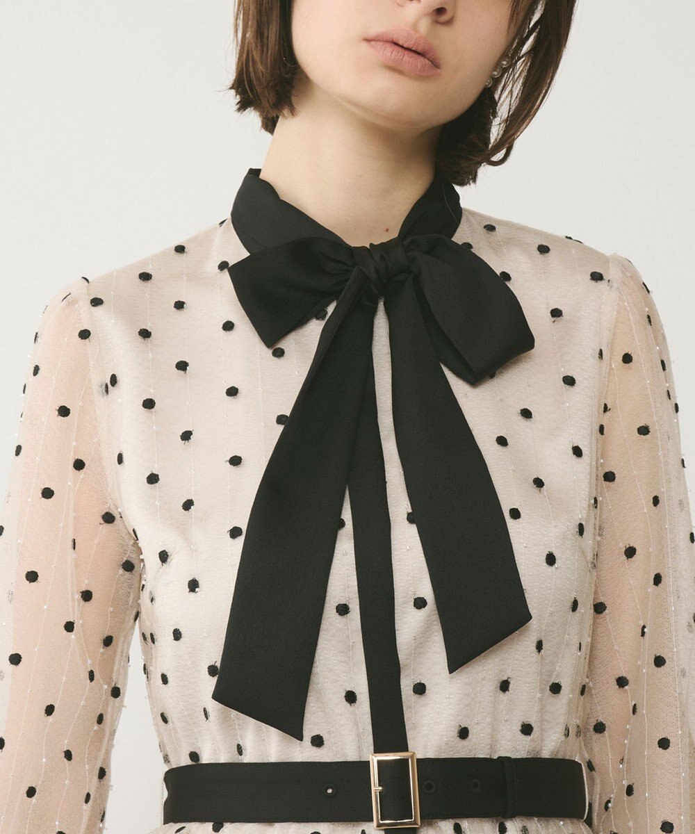 GRACE CONTINENTAL ビーズ刺繍ドットドレス