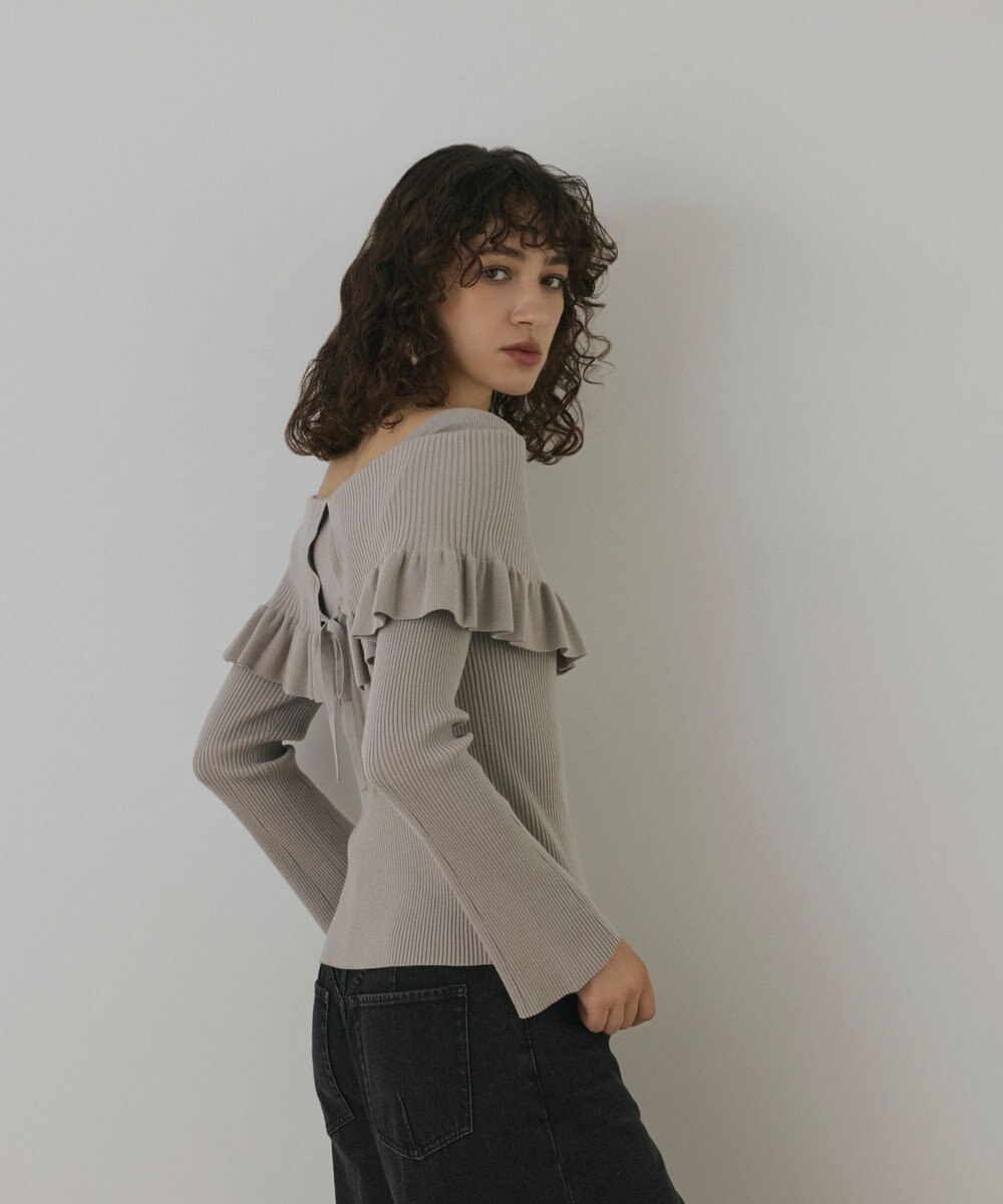 GRACE CONTINENTAL オフショルフリルニットトップ 
