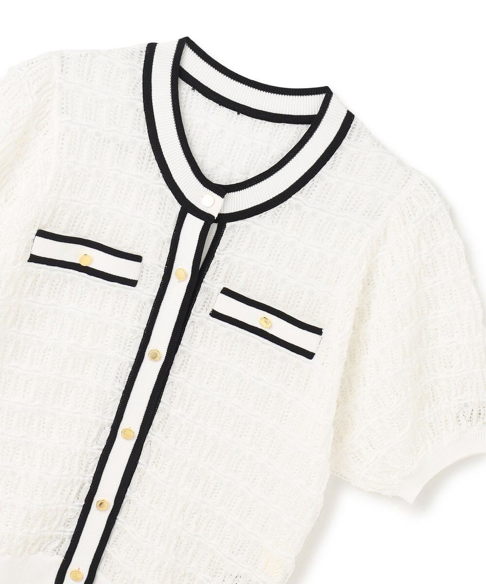 GRACE CONTINENTAL バイカラーシアーニットカーディガン 