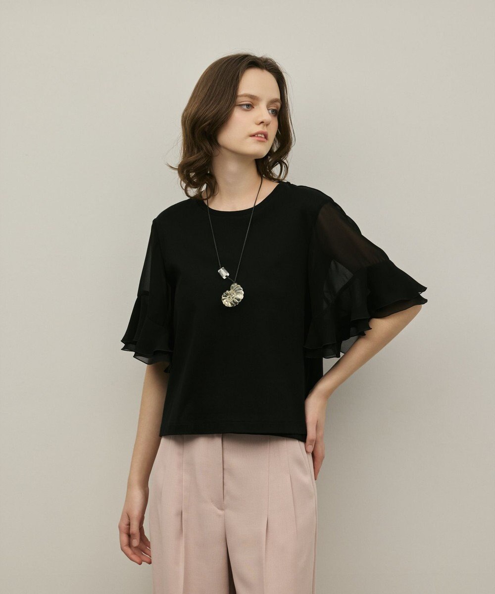 GRACE CONTINENTAL シフォンスリーブカットトップ 