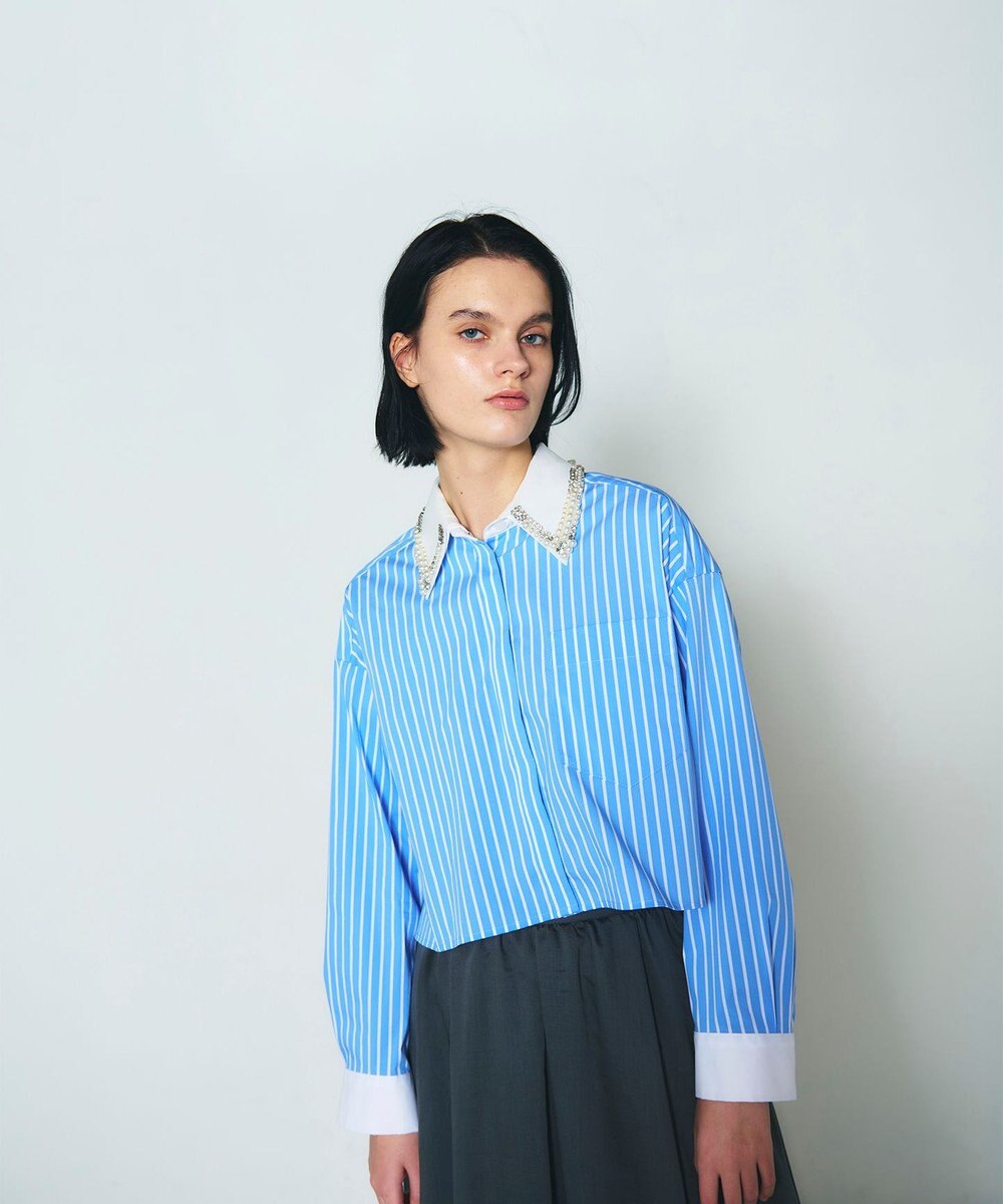 GRACE CONTINENTAL ビジューカラーシャツ 