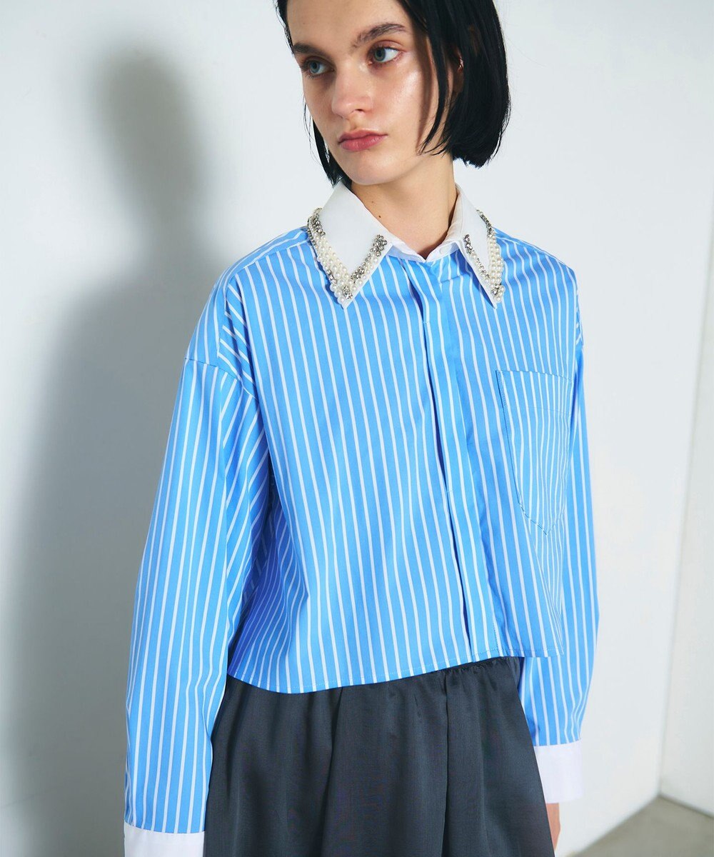 GRACE CONTINENTAL ビジューカラーシャツ 