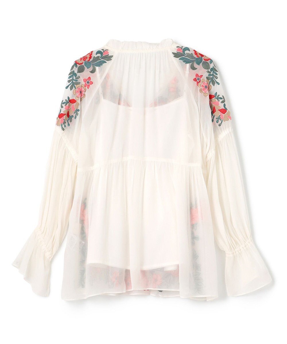 GRACE CONTINENTAL フラワー刺繍ギャザートップ 
