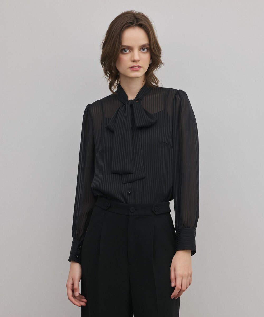 GRACE CONTINENTAL ストライプボウブラウス 