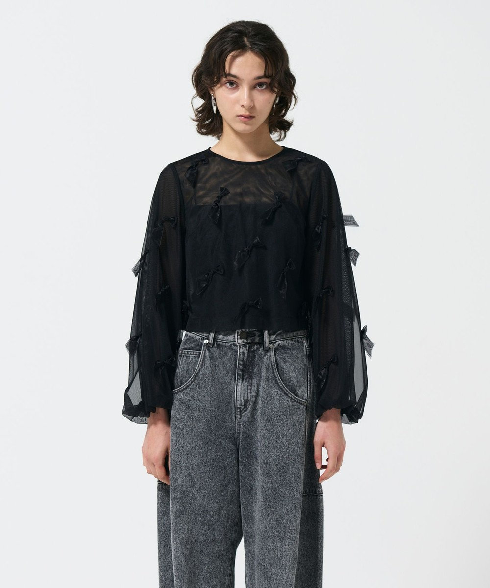 GRACE CONTINENTAL リボンチュールトップ