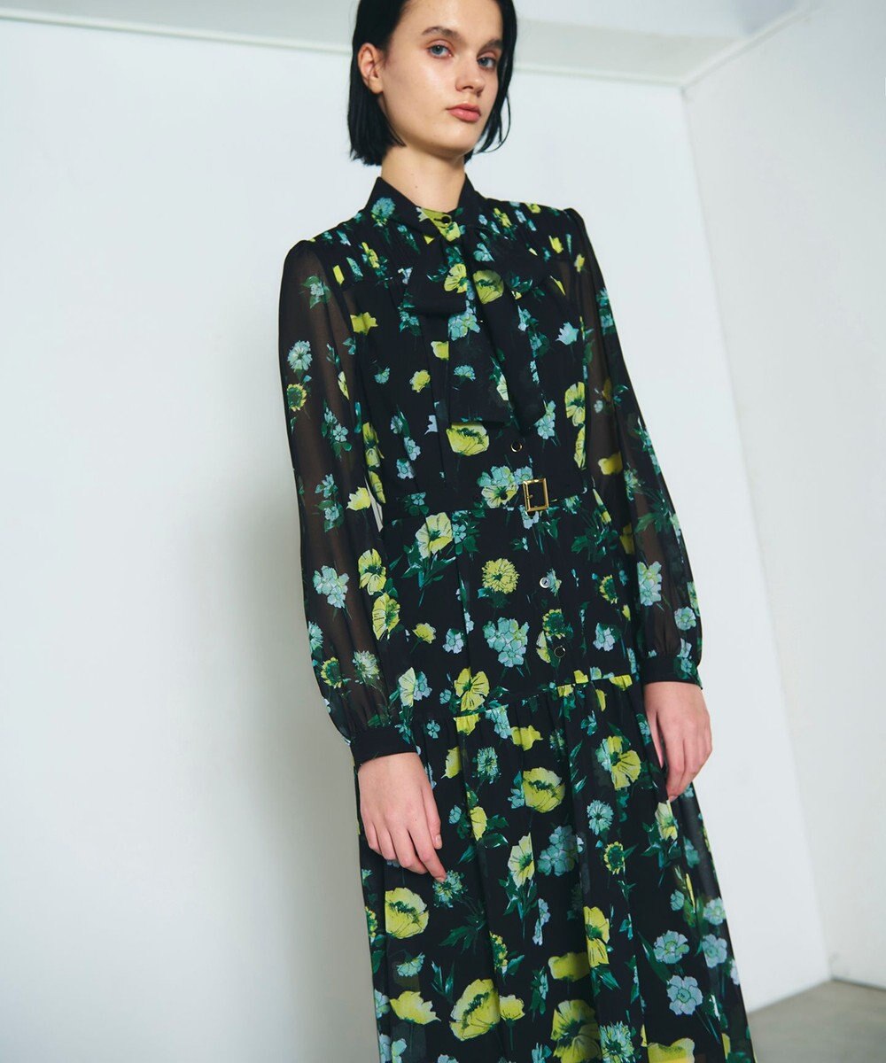 GRACE CONTINENTAL グラデフラワープリントワンピース 