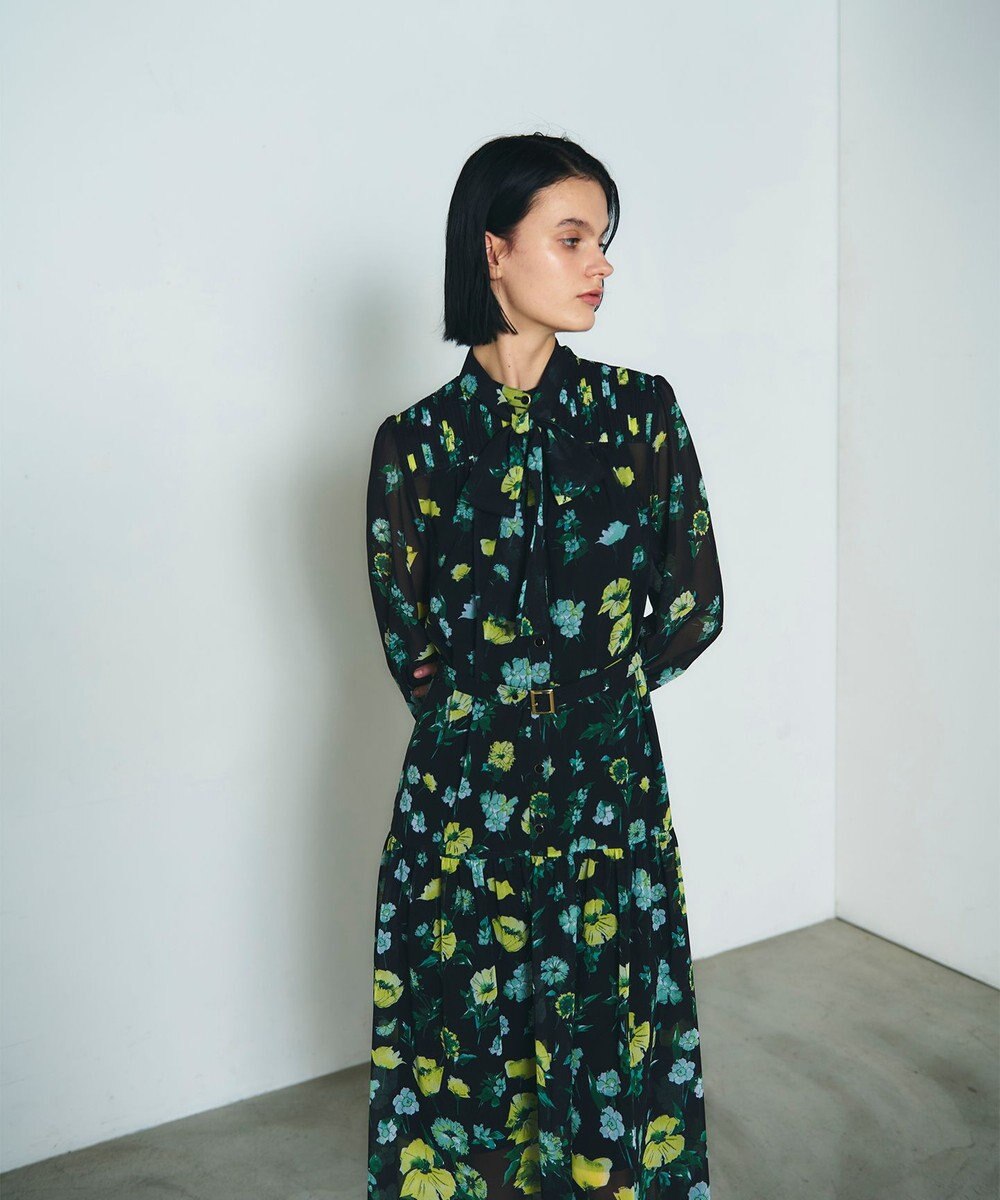 GRACE CONTINENTAL グラデフラワープリントワンピース 