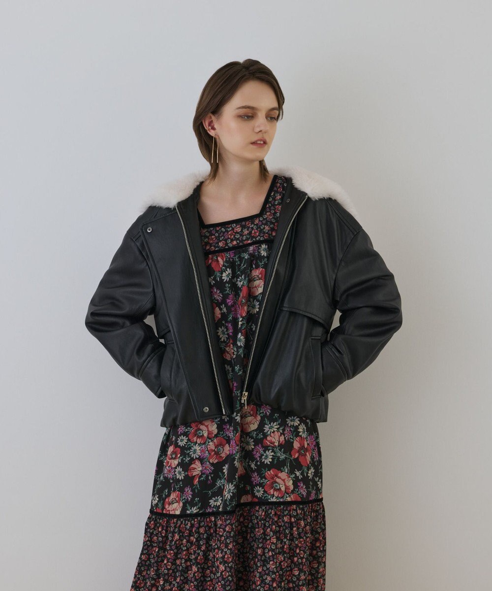 GRACE CONTINENTAL フェイクレザーボンバージャケット 