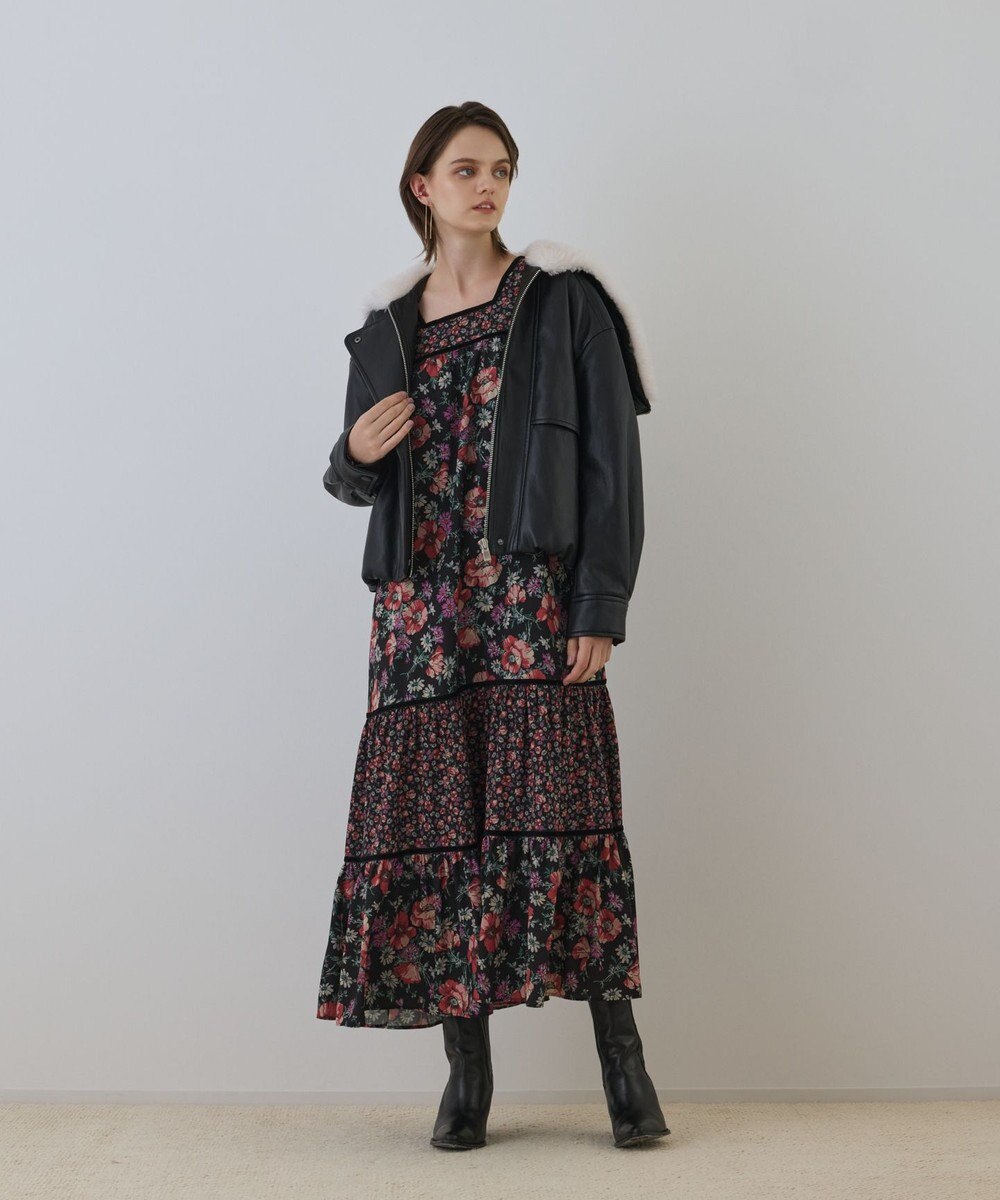 GRACE CONTINENTAL フェイクレザーボンバージャケット 