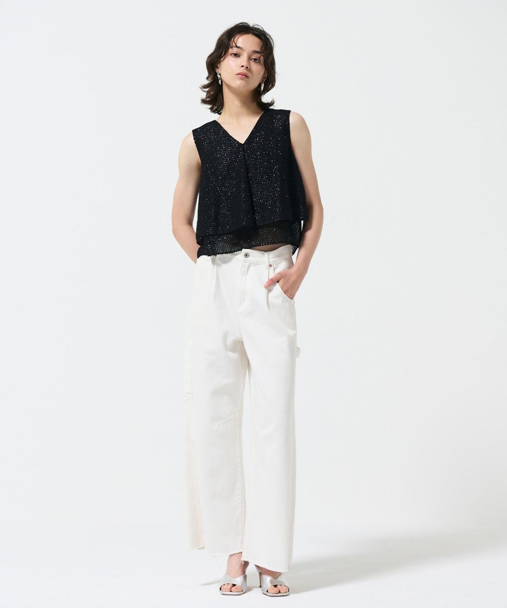 GRACE CONTINENTAL シフォンカットジャガードトップ