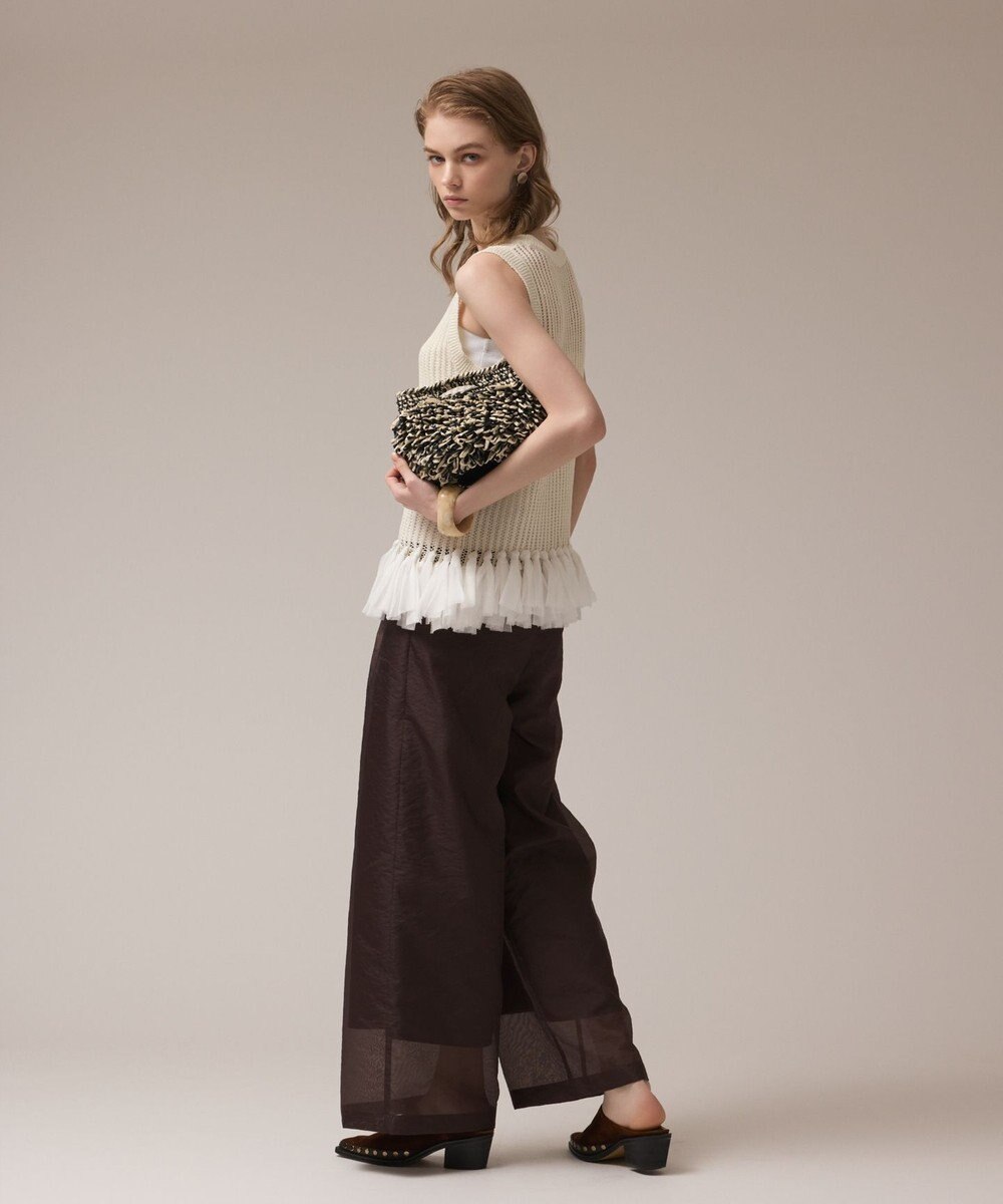 GRACE CONTINENTAL チュールフリンジニットトップ 