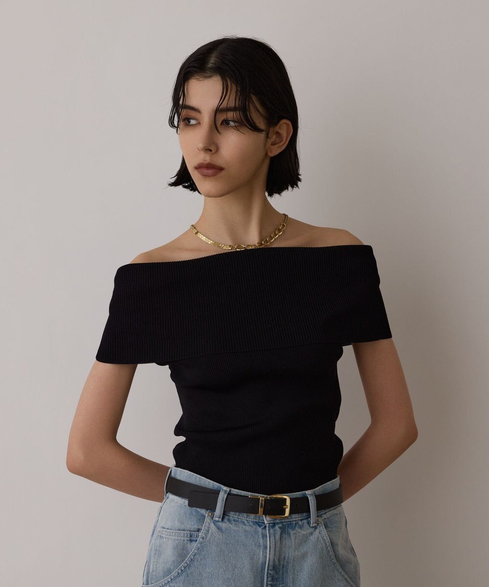 GRACE CONTINENTAL オフショルリブニットトップ