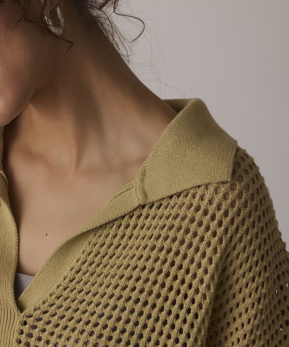 GRACE CONTINENTAL メッシュVネックニットトップ